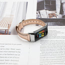 For Fitbit Charge 5 FC5-18 Leather Strap Watch Band, Size:S(Rose Gold)