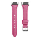 For Fitbit Charge 5 FC5-18 Leather Strap Watch Band, Size:S(Rose Red)
