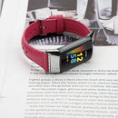 For Fitbit Charge 5 FC5-18 Leather Strap Watch Band, Size:S(Rose Red)