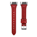 For Fitbit Charge 5 FC5-18 Leather Strap Watch Band, Size:S(Tree Ointment Red)