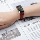 For Fitbit Charge 5 FC5-18 Leather Strap Watch Band, Size:S(Tree Ointment Red)