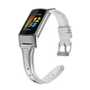 For Fitbit Charge 5 FC5-18 Leather Strap Watch Band, Size:S(Silver)