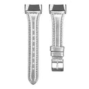 For Fitbit Charge 5 FC5-18 Leather Strap Watch Band, Size:S(Silver)