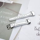 For Fitbit Charge 5 FC5-18 Leather Strap Watch Band, Size:S(Silver)