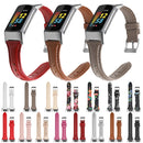 For Fitbit Charge 5 FC5-18 Leather Strap Watch Band, Size:S(Rose Red)