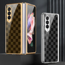 For Samsung Galaxy Z Fold3 5G GKK Electroplating Tempered Glass Painted Phone Case(Green-Red-Green)