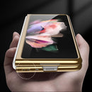 For Samsung Galaxy Z Fold3 5G GKK Electroplating Tempered Glass Painted Phone Case(Green-Red-Green)