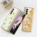 For Samsung Galaxy Z Fold3 5G GKK Floral Pattern Electroplating Tempered Glass Phone Case(Flower 06)