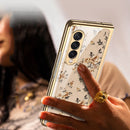 For Samsung Galaxy Z Fold3 5G GKK Floral Pattern Electroplating Tempered Glass Phone Case(Flower 06)