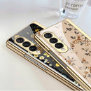For Samsung Galaxy Z Fold3 5G GKK Floral Pattern Electroplating Tempered Glass Phone Case(Flower 06)