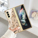 For Samsung Galaxy Z Fold3 5G GKK Floral Pattern Electroplating Tempered Glass Phone Case(Flower 06)