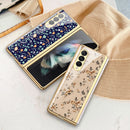 For Samsung Galaxy Z Fold3 5G GKK Floral Pattern Electroplating Tempered Glass Phone Case(Flower 06)
