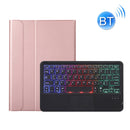 A08-AS Ultra-thin Backlight Bluetooth Keyboard Leather Case with Touchpad For Samsung Galaxy Tab A8 2021 SM-X205 / SM-X200(Rose Gold)