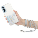 For Samsung Galaxy S22 5G Hollow Marble Pattern TPU Shockproof Phone Case with Neck Strap Rope(Grey)