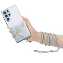 For Samsung Galaxy S22 Ultra 5G Hollow Marble Pattern TPU Shockproof Phone Case with Neck Strap Rope(Grey)