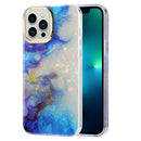 Electroplating Shell Texture Marble Phone Case For iPhone 13(Blue White B6)