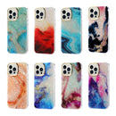 Electroplating Shell Texture Marble Phone Case For iPhone 13(Blue White B6)