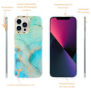 Electroplating Shell Texture Marble Phone Case For iPhone 13(Blue White B6)