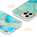 Electroplating Shell Texture Marble Phone Case For iPhone 13(Blue White B6)