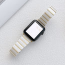 Ceramic One-bead Steel Strap Watch Band For Apple Watch Series 7 45mm / 6&SE&5&4 44mm / 3&2&1 42mm(White Gold)