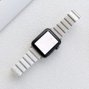 Ceramic One-bead Steel Strap Watch Band For Apple Watch Series 7 45mm / 6&SE&5&4 44mm / 3&2&1 42mm(White Silver)