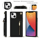 Cross-body Zipper Square Phone Case with Holder For iPhone 13 mini(Black)