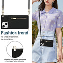 Cross-body Zipper Square Phone Case with Holder For iPhone 13 mini(Black)