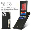 Cross-body Zipper Square Phone Case with Holder For iPhone 13 mini(Black)