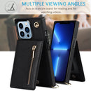 Cross-body Zipper Square Phone Case with Holder For iPhone 13 Pro(Black)