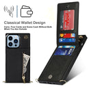 Cross-body Zipper Square Phone Case with Holder For iPhone 13 Pro(Black)
