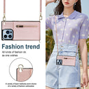 Cross-body Zipper Square Phone Case with Holder For iPhone 13 Pro Max(Rose Gold)
