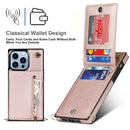 Cross-body Zipper Square Phone Case with Holder For iPhone 13 Pro Max(Rose Gold)