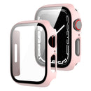 2 in 1 PC Frame + Tempered Glass Protector Case For Apple Watch Series 7 41mm(Pink)