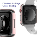 2 in 1 PC Frame + Tempered Glass Protector Case For Apple Watch Series 7 41mm(Pink)