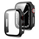 2 in 1 PC Frame + Tempered Glass Protector Case For Apple Watch Series 7 41mm(Black)