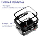 2 in 1 PC Frame + Tempered Glass Protector Case For Apple Watch Series 7 41mm(Black)