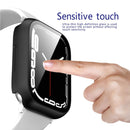 2 in 1 PC Frame + Tempered Glass Protector Case For Apple Watch Series 7 41mm(Black)