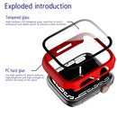 2 in 1 PC Frame + Tempered Glass Protector Case For Apple Watch Series 7 41mm(Red)