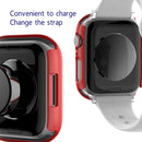 2 in 1 PC Frame + Tempered Glass Protector Case For Apple Watch Series 7 41mm(Red)
