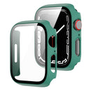 2 in 1 PC Frame + Tempered Glass Protector Case For Apple Watch Series 7 41mm(Green)
