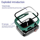 2 in 1 PC Frame + Tempered Glass Protector Case For Apple Watch Series 7 41mm(Green)