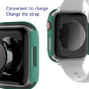 2 in 1 PC Frame + Tempered Glass Protector Case For Apple Watch Series 7 41mm(Green)