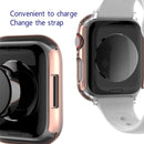 2 in 1 PC Frame + Tempered Glass Protector Case For Apple Watch Series 7 41mm(Rose Gold)
