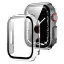 2 in 1 PC Frame + Tempered Glass Protector Case For Apple Watch Series 7 41mm(Transparent)