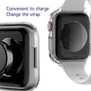 2 in 1 PC Frame + Tempered Glass Protector Case For Apple Watch Series 7 41mm(Transparent)