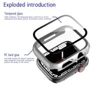 2 in 1 PC Frame + Tempered Glass Protector Case For Apple Watch Series 7 41mm(Silver)