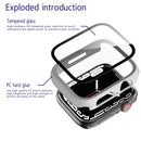 2 in 1 PC Frame + Tempered Glass Protector Case For Apple Watch Series 7 45mm(White)