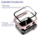 2 in 1 PC Frame + Tempered Glass Protector Case For Apple Watch Series 7 45mm(Pink)