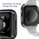 2 in 1 PC Frame + Tempered Glass Protector Case For Apple Watch Series 7 45mm(Black)