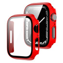 2 in 1 PC Frame + Tempered Glass Protector Case For Apple Watch Series 7 45mm(Red)